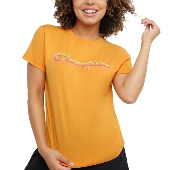 Champion Women's Classic Logo T-Shirt Orange Size large, Tee - Picture 1 of 11
